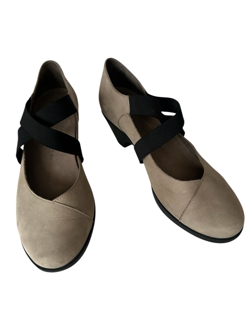 Mephisto Taupe Suede Cross Strap Wedge Mary Jane Shoes Size 7
